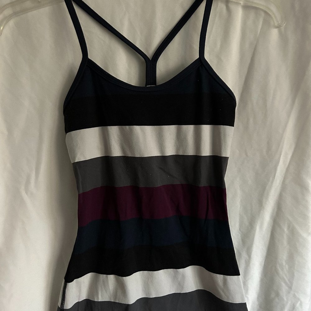 Luluemon Striped Racerback Workout Tank with Built-in-Bra